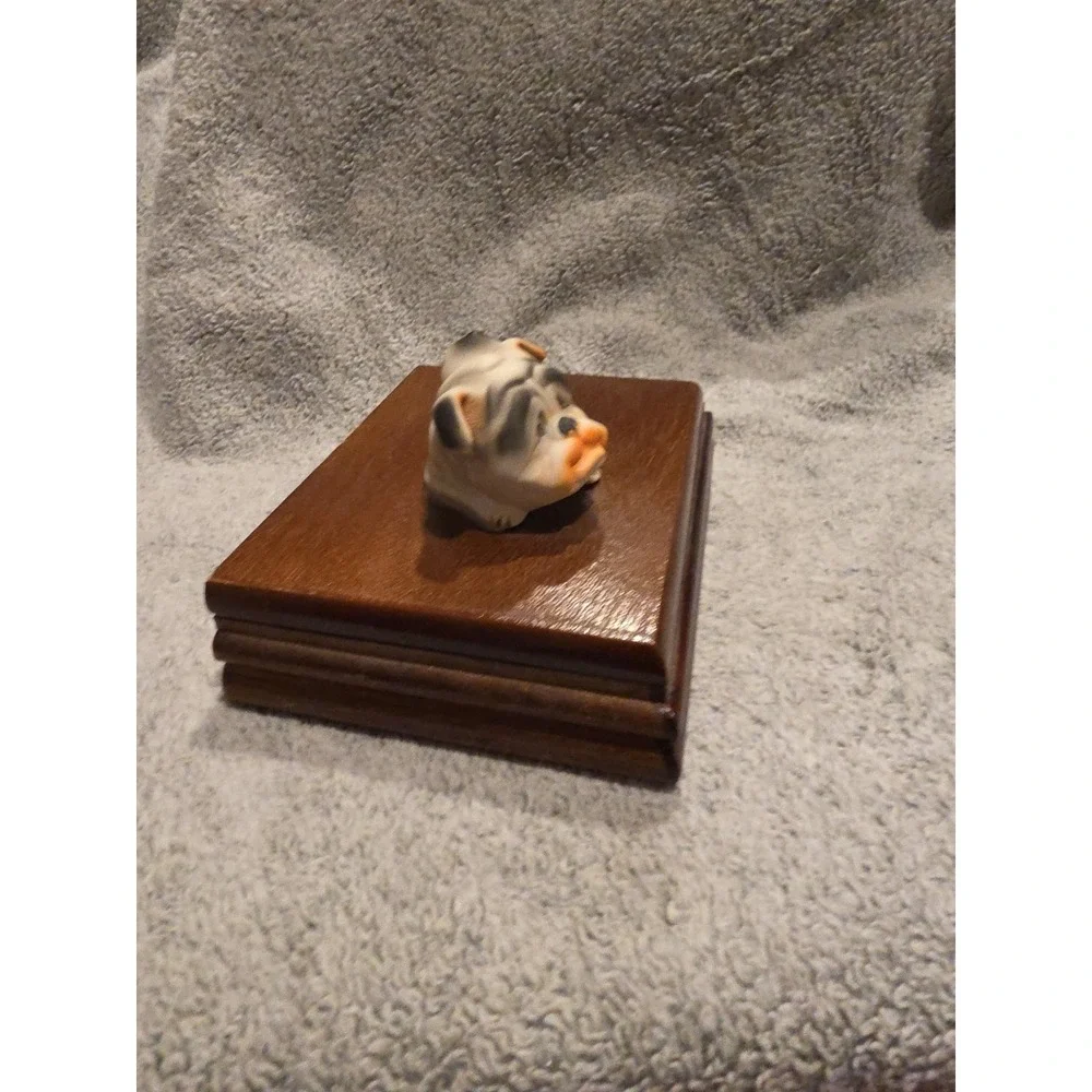 Vintage Bulldog Dog Playing Cards Grumpy Box For‎ Cards Or Trinkets Keepsakes